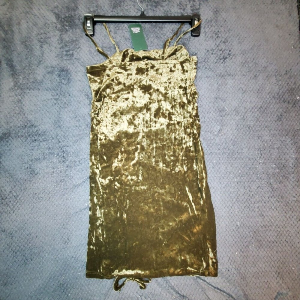 Wild Fable Women's Ruched Slip Dress Spaghetti Straps Stretch Olive Medium - Picture 7 of 11